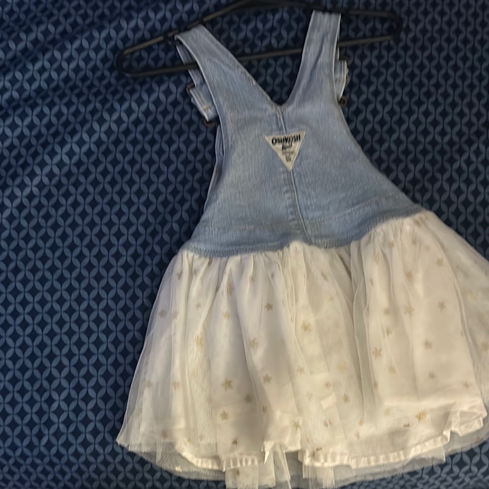 OshKosh B'gosh Blue Denim and White Tulle Dress